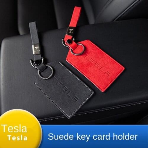 For Tesla Model3 Key Card Holder Suede Car Key Holder Card Holder