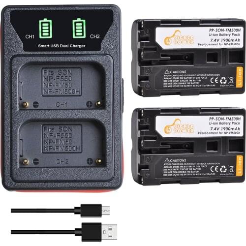 NP-FM500H NP FM500H + LED USB Dual Charger for Sony A57 A65 A77 A99 A350 A450 A550 A580 A900 A200 A200W Camera