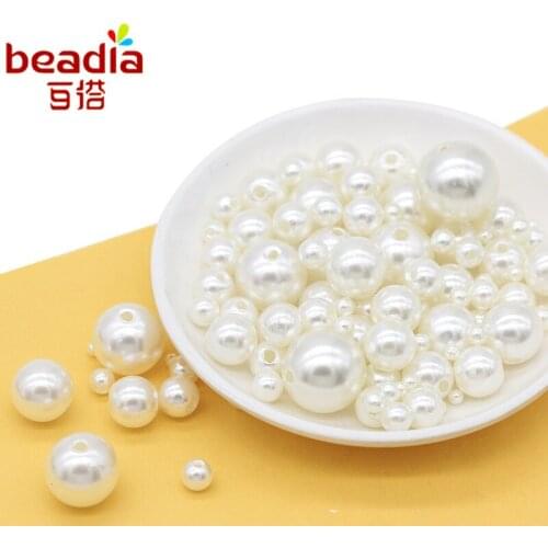 Hot Sale 4/6/8/10/12/14/16/18/20mm Round ABS Cheap Shape Imitation Pearls White/Ivory Beads Handmade DIY Bracelet Jewelry Making