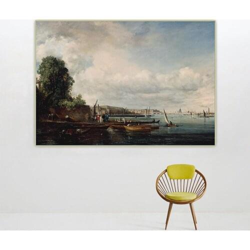Citon John Constable《Waterloo Bridge》Canvas Art Oil painting Artwork Poster Picture Backdrop Wall Decor Home Decoration
