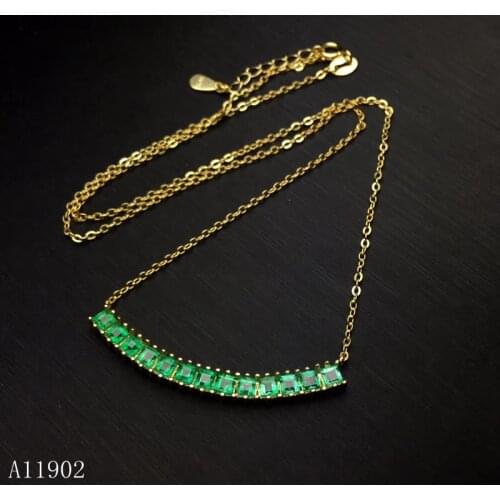 KJJEAXCMY boutique jewels 925 pure silver inlaid natural gem Emerald Pendant Necklace support detection
