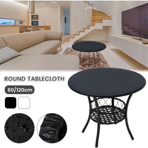 High-quality Round Tablecloth Protective Cover Polyester Household Tablecloth Dining Fitted Table Cover with Elastic Edge