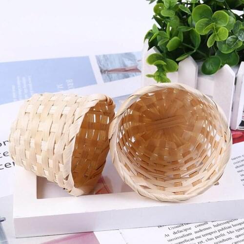 Small Basket Desktop Finishing Home Storage Bamboo Weaving Products Sundries Organizer Rattan Plant Box Wicker Basket
