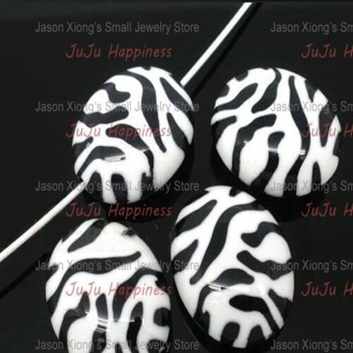 Fashion Oval Zebra Striped Loose DIY resin beads with middle hole 23*19mm 20 pieces ab1034