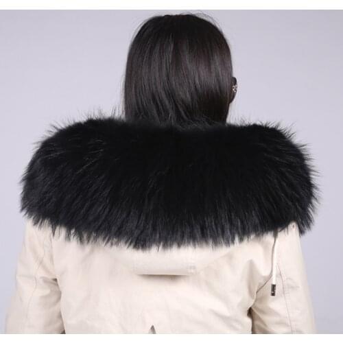 2021 winter new super big raccoon fur collar men and women coat down universal fur collar