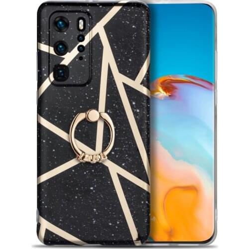 Plating Marble Case For Huawei P40 Nove 7 Pro 7 Se Honor V20 20 Pro Mate 30 Pro P30 P20 Ring Holder Soft IMD Silicone Cover