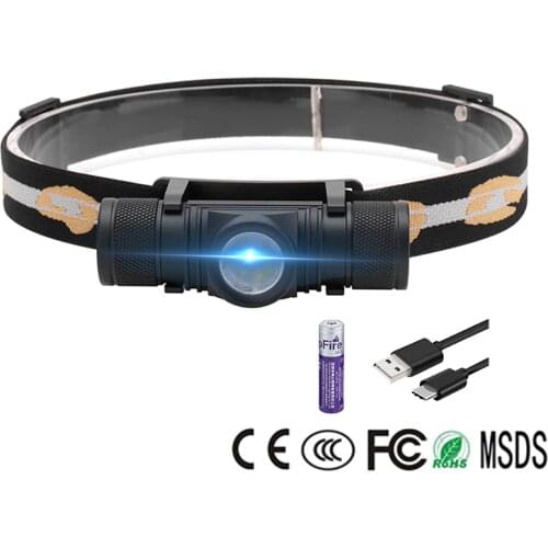 Lampe Frontale Boruit D10 LED Headlamp Head Light XM-L2 USB Rechargeable Headlight 3000lm 18650 Flashlight Fishing Powerful Lamp