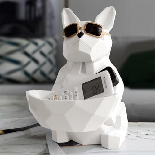 NORDICS COOL DOG STATUE ANIMAL SCULPTURE ORNAMENT TABLE CANDY DISH KEY STORAGE BOX TISSUE BOX HOME DECORATION ACCESSORIES R2628