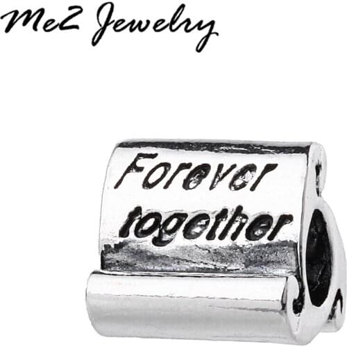 New Silver Plated Bead Charms Fits Diy Charm Bracelet & Bangles Jewelry Forever Together Charms Bijoux femme