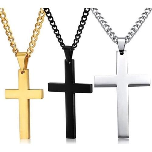 Cross Black Gold Silver Color Necklace For Women Necklace Men Fashion Vintage Pendant Long Necklace