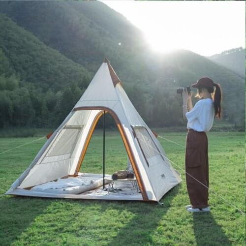 Indian Outdoor Tent Light Luxury Camp Camping Rainproof Equipment Set Up 3-4 People Camping Picnic Oxford PU Cloth Tourist Tent