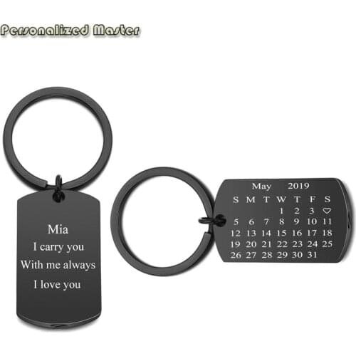 Personalized Master Custom Special Date Calendar Military Army Dog Tag Keychain for Ashes Memorial Keepsake Cremation Jewelry