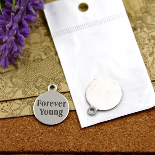 10pcs--stainless steel charms"FOREVER YOUNG" 5 style for choosing DIY Charms Pendants