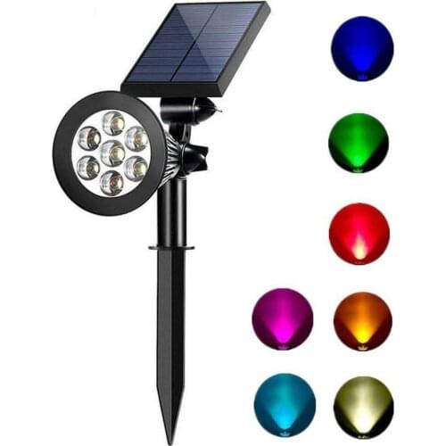 Solar Spotlights Adjustable Color-Changing Waterproof Garden Lawn Lamp Landscape Spot Lights Porch Light