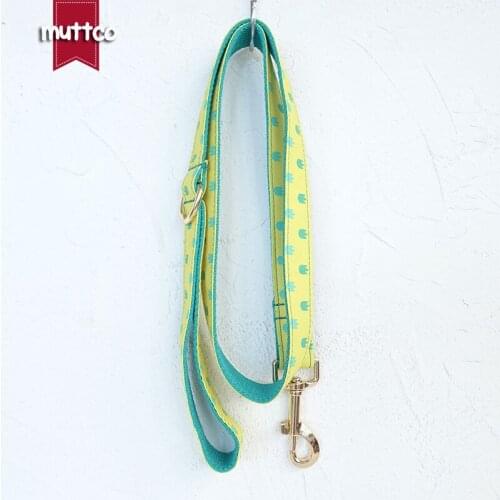 MUTTCO retailing self-design green personalized handmade dog collar THE DINOSAUR FOOTPRINTS 5 sizes dog leash UDC052J