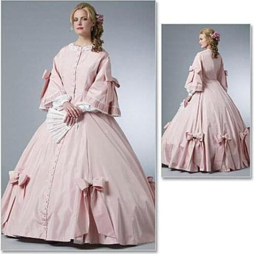 NewAll size Pink Victorian Dresses 1860S Civil War Southern Belle dress Scarlett Dress Halloween dresses US4-36 V-241