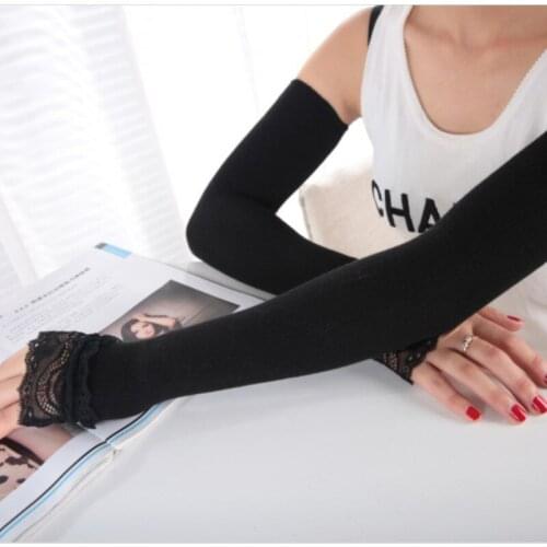 Arm sleeves autumn and winter lengthened half-finger gloves sleeve sleeves female knit woolen fingerless warm fake sleeves A16