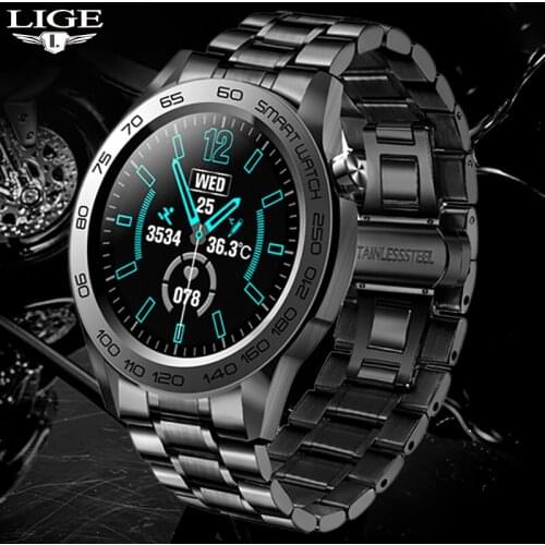 LIGE Fashion Men Smart Watch Outdoor GPS Track Recording Sport Fitness Tracker Temperature Monitor Smartwatch For Huawei Xiaomi