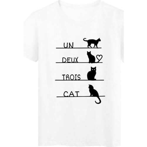 Special Kitten Harajuku T-shirt Women Fashion Bright Spring Clothing UN DEUX TROIS CAT Letter Printed Girl Shirts Elegant Top