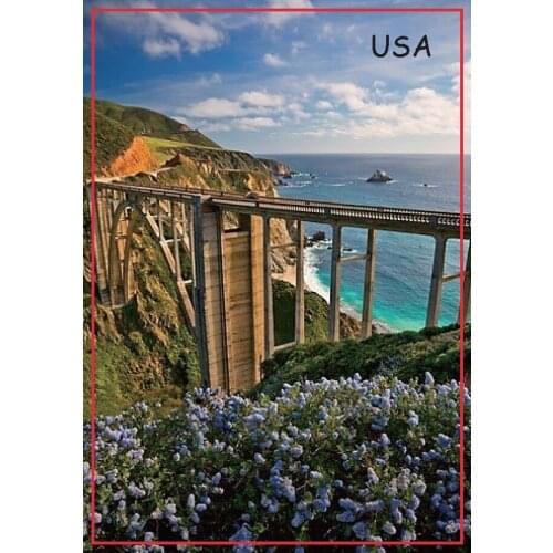 USA Travel Magnets Gifts Rectangle 78*54*3 mm USA Route 1 Rigid Metal Wrapped Souvenir Refrigerator Magnets 20451