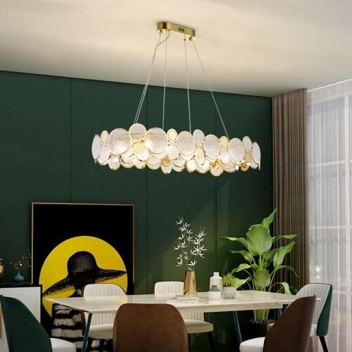 LED Postmodern Gold Oval Lustre Chandelier Lighting Suspension Luminaire Lampen For Foyer