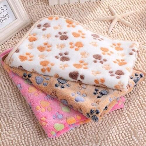 Premium Fleece Paw Bone Print Warm Coral Cashmere Mats Soft Fluffy Pet Blankets Super Throw For Dog Puppy Cat Pets Accessories