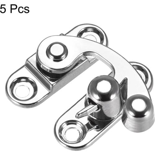 Uxcell Antique Right Latch Hook Hasp 33mmx28mm Swing Arm Latch Silver Tone 5 Pcs