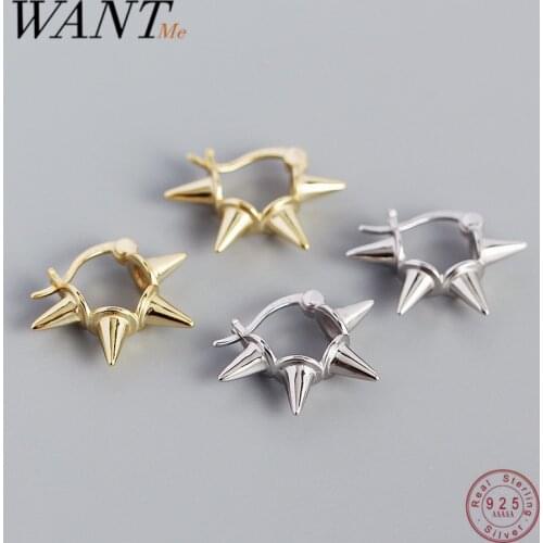 WANTME 925 Sterling Silver Punk Minimalist Rivets Ear Buckle Earrings for Women 2021 Hip Hop Rock Men Earring Europe Jewelry