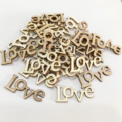 1.73*0.7inch 50pcs Rustic Wooden Love Letters Decor DIY Wood Craft Vintage Chic Craft Scrapbook Confetti Wedding Decorations