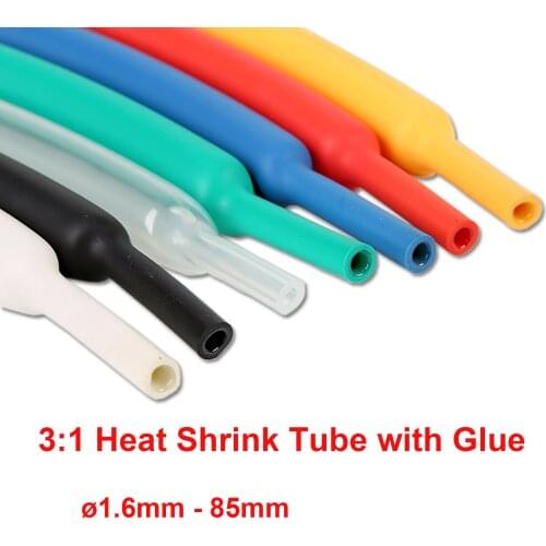 1M 3:1 Heat Shrink Tube with Glue Dual Wall Tubing Wire Cable Insulation Sleeving 1.6/2.4/3.2/4.8/6.4/7.9/9.5/12.7/15.4 - 85mm