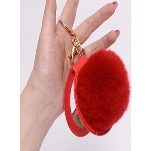 1PCS Portable Candy Color Mini PU Leather Pocket Makeup Mirror Key Chain Cosmetic Compact Mirrors Double Dual Sides Frame Girl