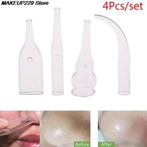 4Pcs/Set Blackhead Removal Glass Pipes Face Pore Cleanser Beauty Machine Vacuum Suction Skin Care Tool Facial Care Accessories