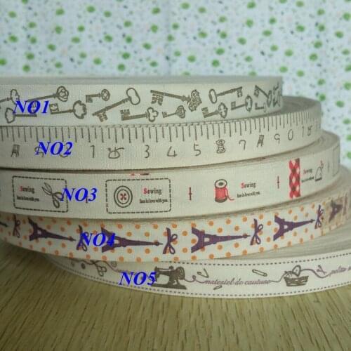 5 Yards 15MM 5 style cartoon Series Printed cotton ribbon lace DIY handmade garment accessories craft Material