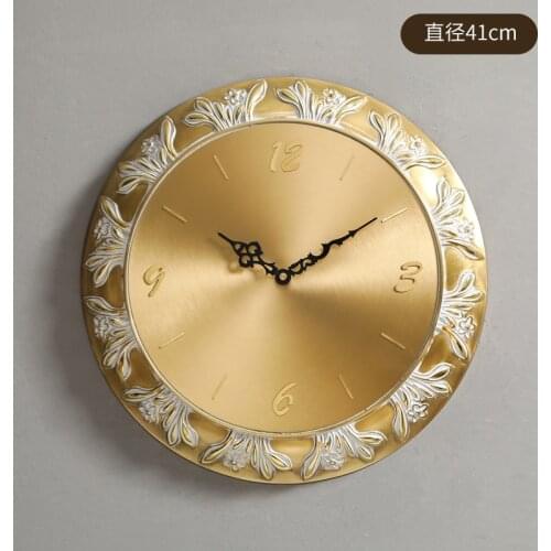 American Luxury Creative Copper Wall Clock Large Living Room Mute Home Clock Luxury Art Living Room Wandklok Home Decor AB50ZB