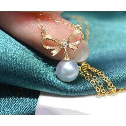 Bow Knot 925 Sterling Silver Necklace Set Findings Jewelry Base Settings Mountings Parts for Akoya Edison Pearls, Coral, Jade