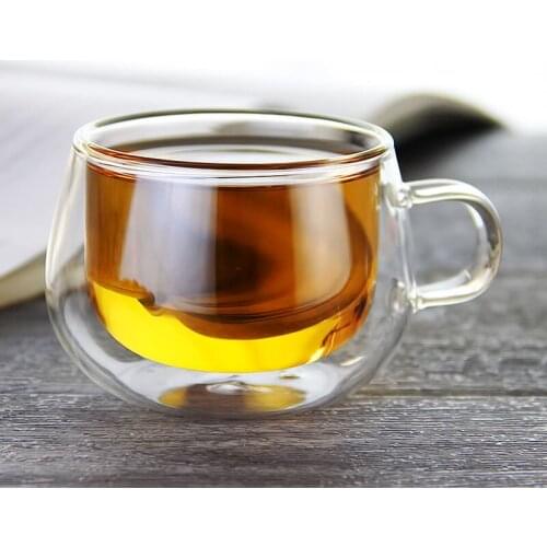 100ml Glasses with double bottom Shot glass for vodka Coffee mugs holder creative Breakfast cup Cups for tea whiskey wine