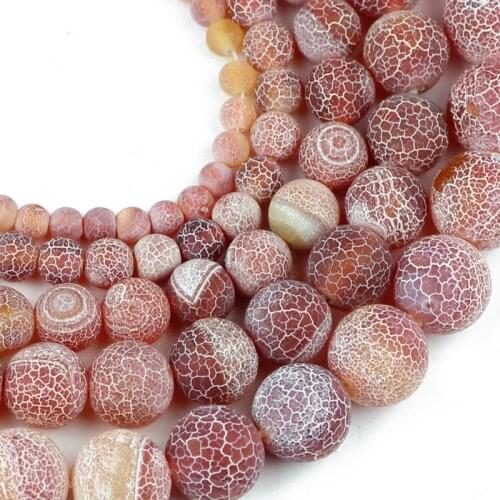 YHBZRET Red Weathered carnelian Natural Stone Cracked Spacer Loose Beads For Jewelry Making 6/8/10/mm DIY Bracelet Accessories