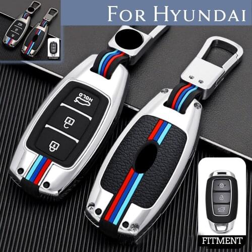 For Hyundai i30 i40 Kona Veloster Elantra Accent 2017- 2019 Zinc Alloy Remote Start Car Key Case Fob Cover Keychain Accessories