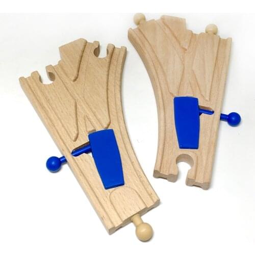 P065 Wooden Trains Tracks Lane change Single Head and Double Head Combination Compatible Wooden Track Assembled Toys