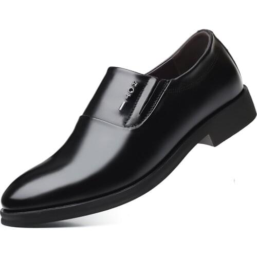 Cow Leather Elegant Mens Italian Formal Shoes Breathable Luxury Brand Male Dress Footwear Black Oxford Shoes for Men Slip-on