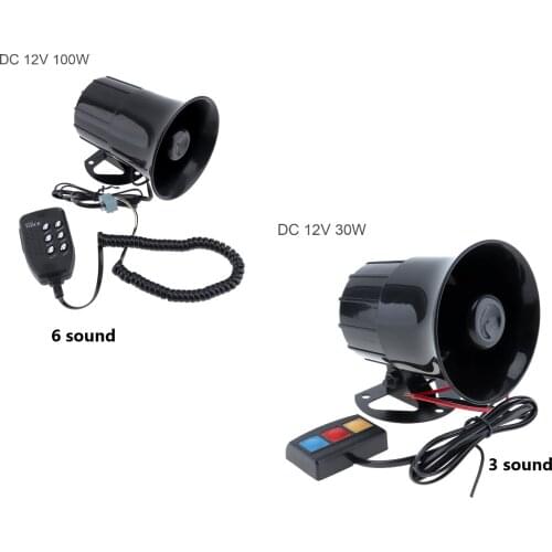 6 Sound 100W Tone Loud Horn Motorcycle Auto Car Vehicle Truck Speaker Warning Alarm Siren Police Fire Ambulance Horn Loudspeaker