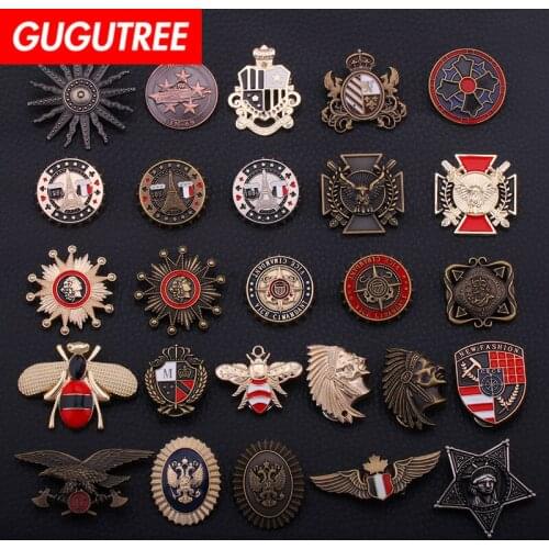 GUGUTREE brooch breastpin star eagle indian bee patches metal patches badges applique patches for clothing HH-3