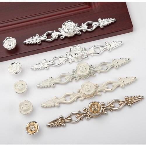 JD Paint Drawer Knob Shoe Cabinet Furniture Handle Hardware Wardrobe Ivory Zinc Alloy European Rose