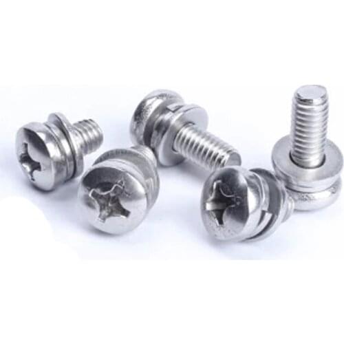 30pcs M2.5 Pan heads Phillips combination screw stainless steel GB9074.4 Round head three combinations screws 5mm-25mm Length