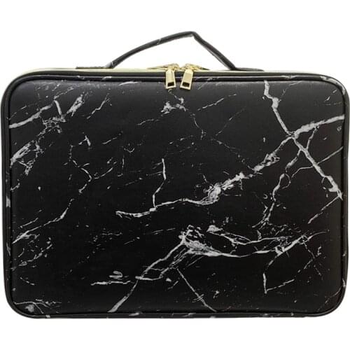 2021 New PU Leather Marble Pattern Cosmetic Bag Professional Large Capacity Waterproof Tattoo Travel Tool Makeup Case