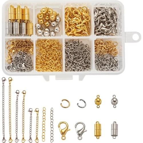 DIY Jewelry Set Brass Magnetic Clasps Stainless Steel Jump Rings Iron Ends Twist Extender Chains For Neckalce Bracelet Mak