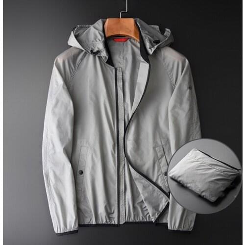 Summer Mens Jacket Luxury Detachable Hooded Collar Sun-proof Plus Size 4xl Grey Thin Slim Man Jackets Coat