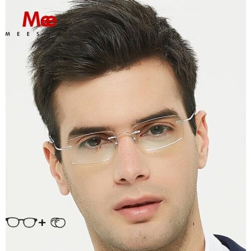 Meeshow Titanium Prescription Glasses Women Men Rimless Glasses Ultralight Optical Frame Myopia Prescription Eyeglass Eyewear