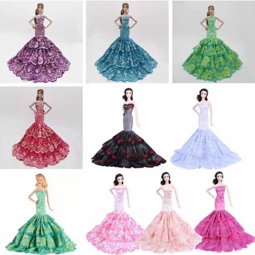 Fashion Fishtail Off-Shoulder Clothes for Barbie Doll Accessory Party Gown Princess Mermaid Vestidoes Wedding Dress 1/6 BJD Toys