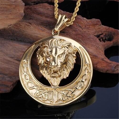 Trendy Hot New Sun Shaped Cool Titanium Pendant Fashion Mens Golden Lion Pendant